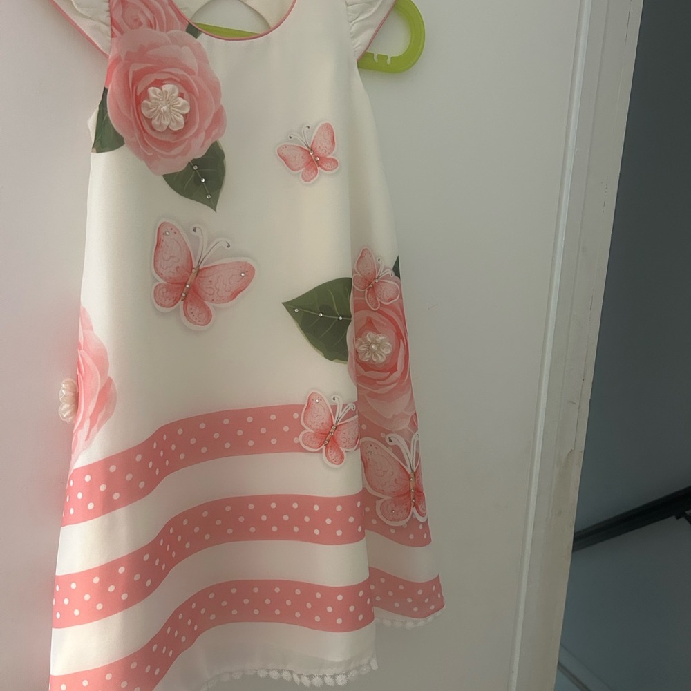 Floral Pink and White Kids Dress